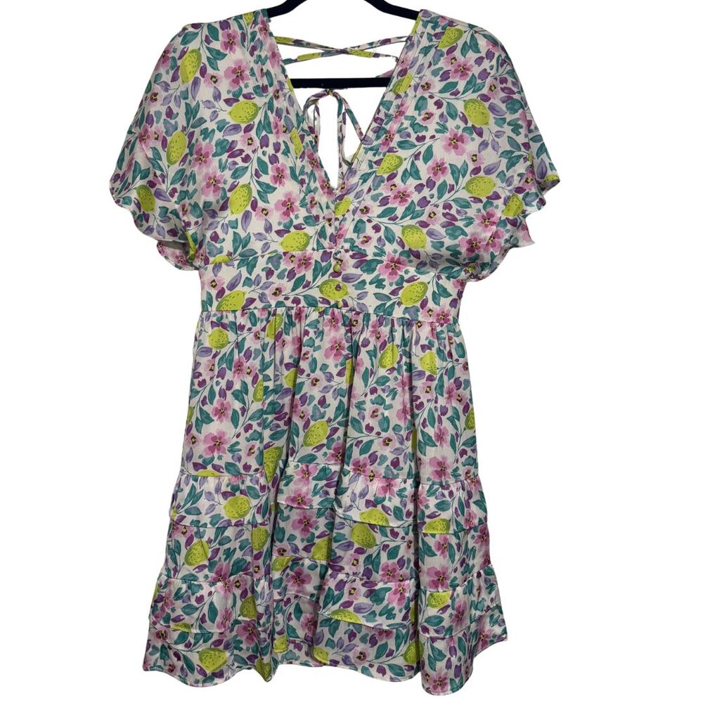 BTFL LIFE Floral Cottagecore Dress SMALL Flutter Sleeve Coastal Cowgirl